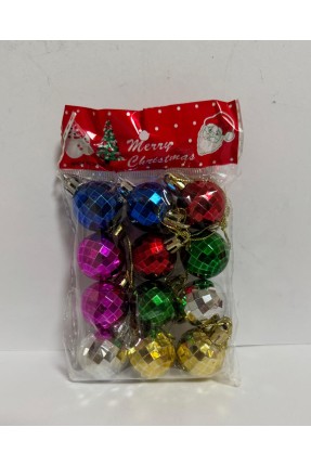 Yılbaşı Süsleri Parlak Top 12 Li Set 3 cm Yılbaşı Ağacı Süsü