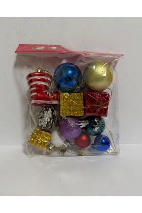 Yılbaşı Süsleri 12 Li Karışık Paket Set Çok Renkli 3-6 cm Süsler