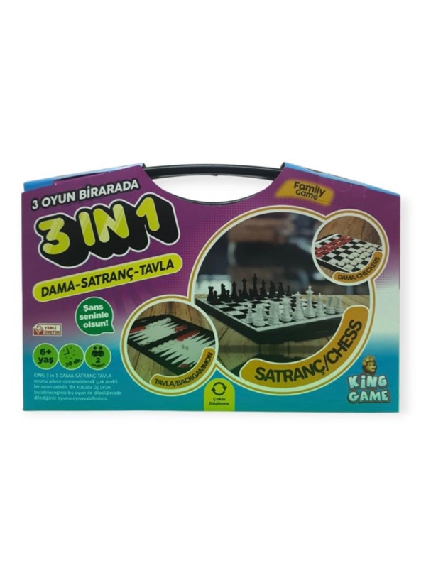 3'ü 1 Arada Çantalı Dama-Satranç-Tavla Zeka ve Strateji Oyunu