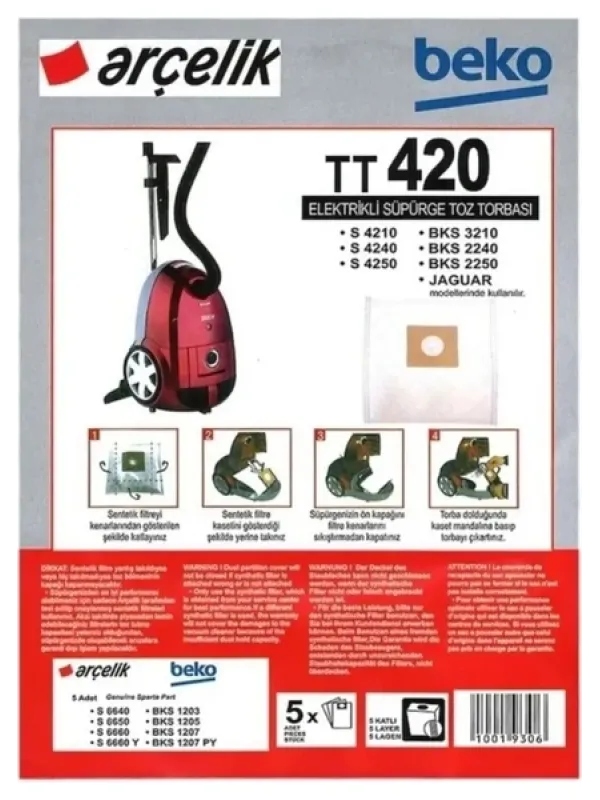 S 4240 Elektrikli Süpürge Torbası 5 ADET