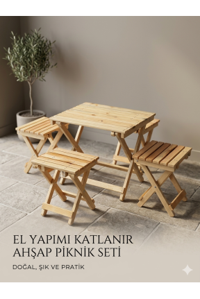 Ahşap Masa Sandalye 4 Tabure 1 Masa Ahşap Masa Sandalye 4 Tabure 1 Masa