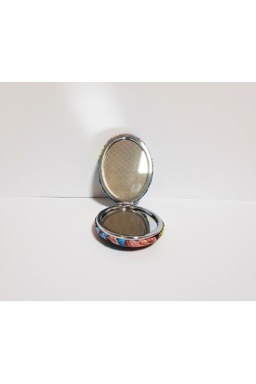 Cep Aynası Mavi Gül Desenli Cep Aynası Mavi Gül Desenli