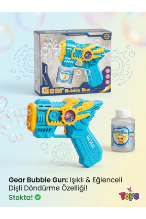 Pilli LED Işıklı Köpük Tabancası 15cm – Yoğun Baloncuk Çıkaran Bubble Mavi