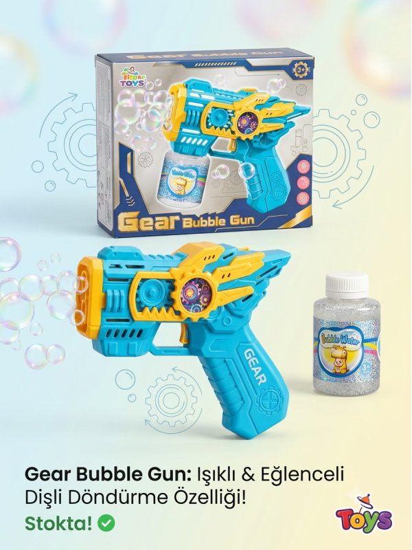 Pilli LED Işıklı Köpük Tabancası 15cm – Yoğun Baloncuk Çıkaran Bubble Mavi