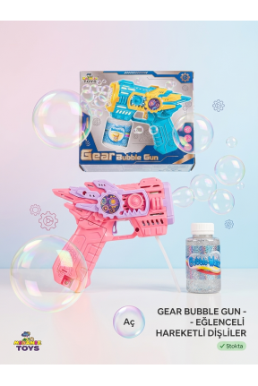 Pilli LED Işıklı Köpük Tabancası 15cm – Yoğun Baloncuk Çıkaran Bubble Pembe