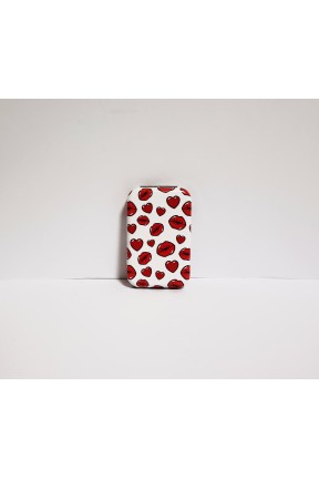 Cep Aynası Kırmızı Dudak Desenli Cep Aynası Kırmızı Dudak Desenli