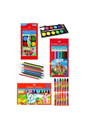 Öğrenci Boyama Seti 3 Lü 12 Renk Sulu Boya 12 Renk Kuru Boya 12 Renk Pastel Boya Kaliteli