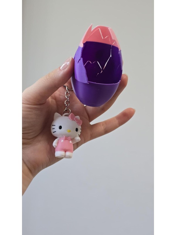 Kırılan Yumurta  3D  Anahtarlık 1 Adet Mavi Pembe