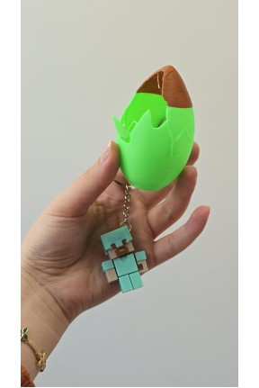 Kırılan Yumurta  3D  Anahtarlık 1 Adet Yeşil Kahverengi