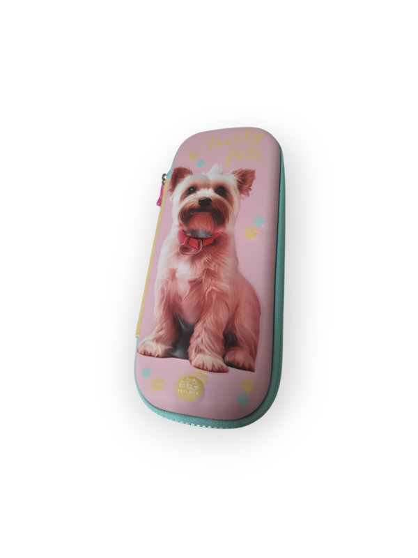 Kalemlik Kutusu Fermuarlı Kabartmalı Köpek Desenli