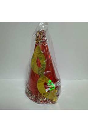 Yılbaşı Şapkası Seti Lüx Karton Kırmızı Renk