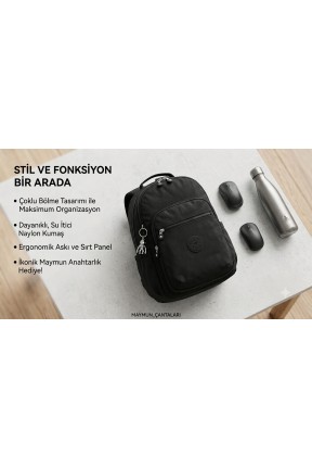 Siyah Su Geçirmez Krinkıl Kumaş Sırt Çantası Siyah Su Geçirmez Krinkıl Kumaş Sırt Çantası