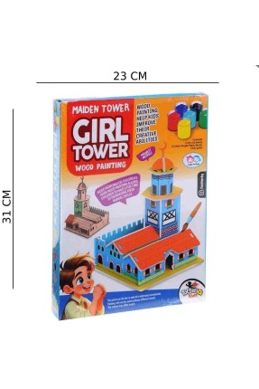   Kutulu Ahşap Kız Kulesi Boyama Seti