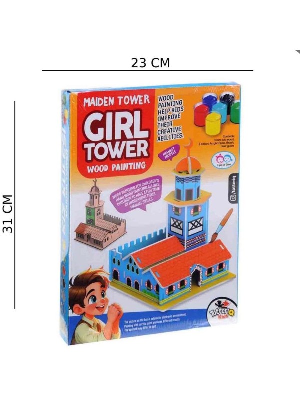 Kutulu Ahşap Kız Kulesi Boyama Seti Kutulu Ahşap Kız Kulesi Boyama Seti