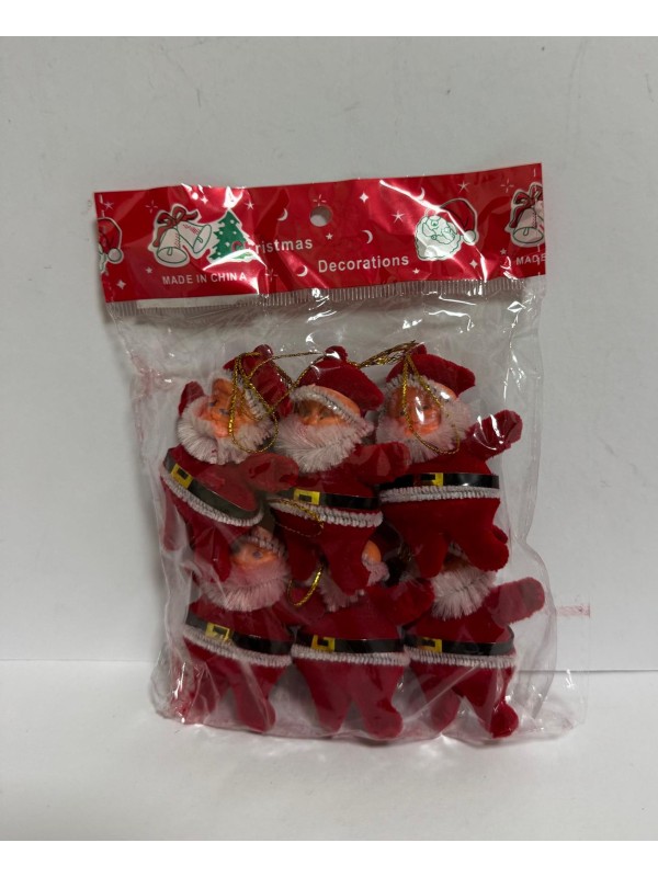 Yılbaşı Süsleri Noel Baba 6 Lı Buyuk 6 cm Kırmızı