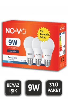  Led Ampul 9 W 3'lü 
