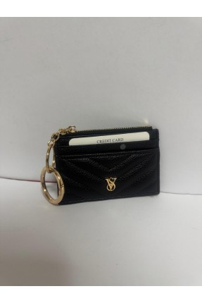 Kadın Fermuarlı Kartlık Siyah Yan Cüzdan