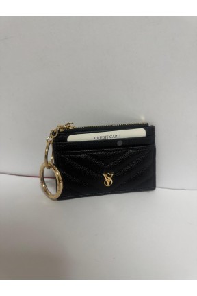 Kadın Fermuarlı Kartlık Siyah Yan Cüzdan