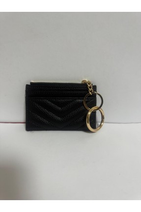 Kadın Fermuarlı Kartlık Siyah Yan Cüzdan