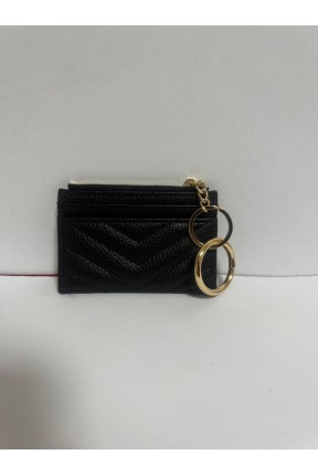 Kadın Fermuarlı Kartlık Siyah Yan Cüzdan