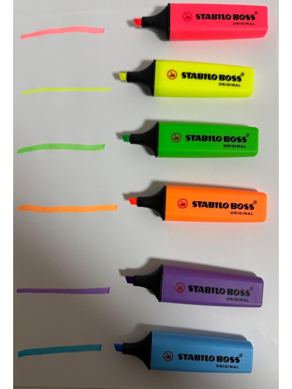 Fosforlu Kalem,  2-5 mm Uç, Su Bazlı Mürekkep, 4 Saat Kurumaya Dayanıklı 6 lı Set