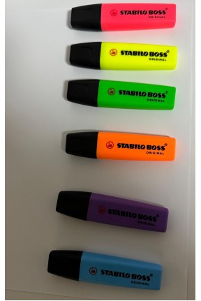 Fosforlu Kalem,  2-5 mm Uç, Su Bazlı Mürekkep, 4 Saat Kurumaya Dayanıklı 6 lı Set