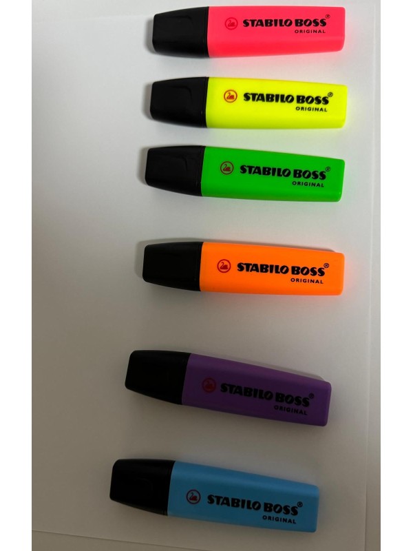 Fosforlu Kalem,  2-5 mm Uç, Su Bazlı Mürekkep, 4 Saat Kurumaya Dayanıklı 6 lı Set