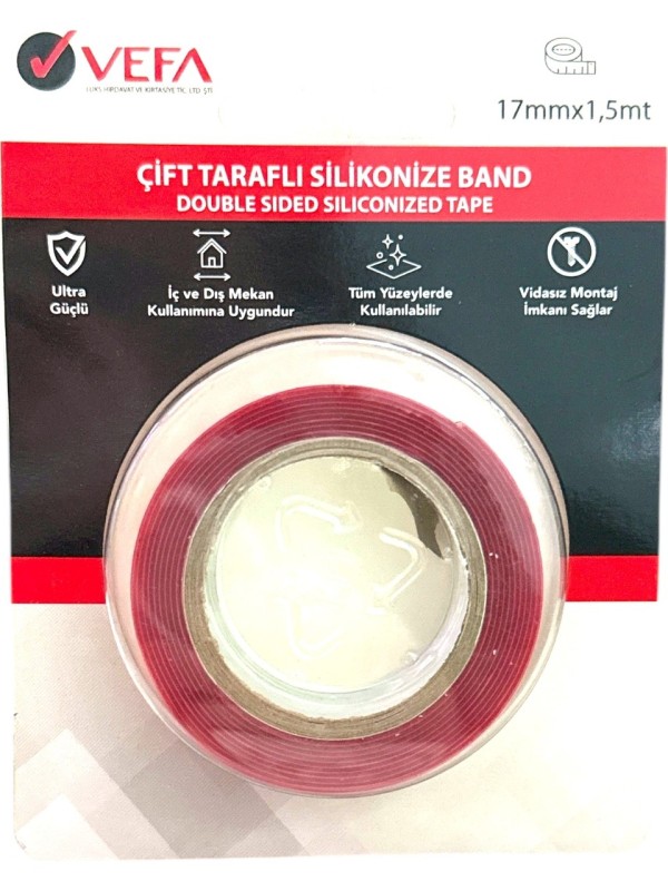 Vefa Çift Taraflı Silikonize Band 17 mm x 1.5 cm Kaliteli