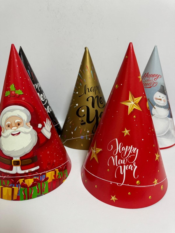 Yılbaşı Şapkası Temalı Lüx Karton 5 li