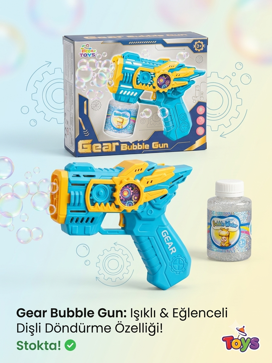 Pilli LED Işıklı Köpük Tabancası 15cm – Yoğun Baloncuk Çıkaran Bubble Mavi Pilli LED Işıklı Köpük Tabancası 15cm – Yoğun Baloncuk Çıkaran Bubble Mavi