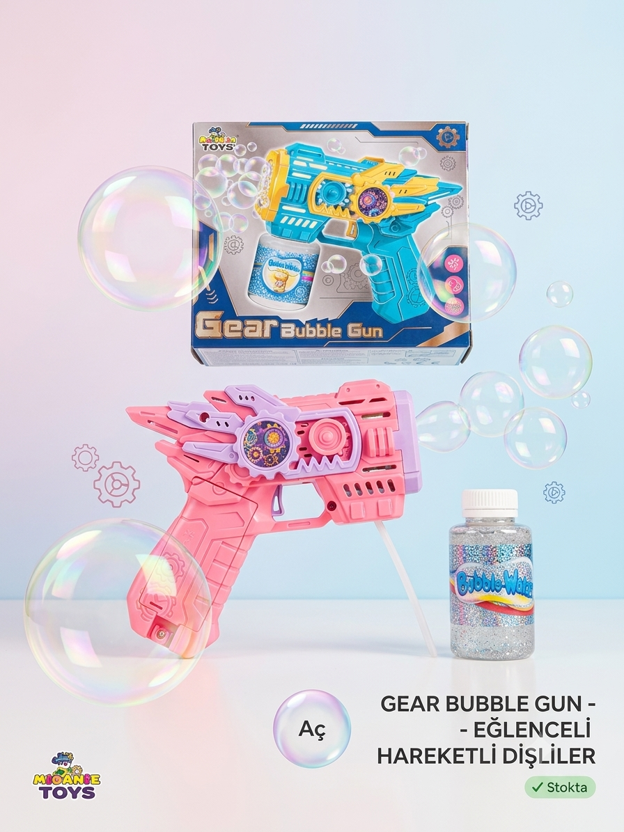 Pilli LED Işıklı Köpük Tabancası 15cm – Yoğun Baloncuk Çıkaran Bubble Pembe Pilli LED Işıklı Köpük Tabancası 15cm – Yoğun Baloncuk Çıkaran Bubble Pembe