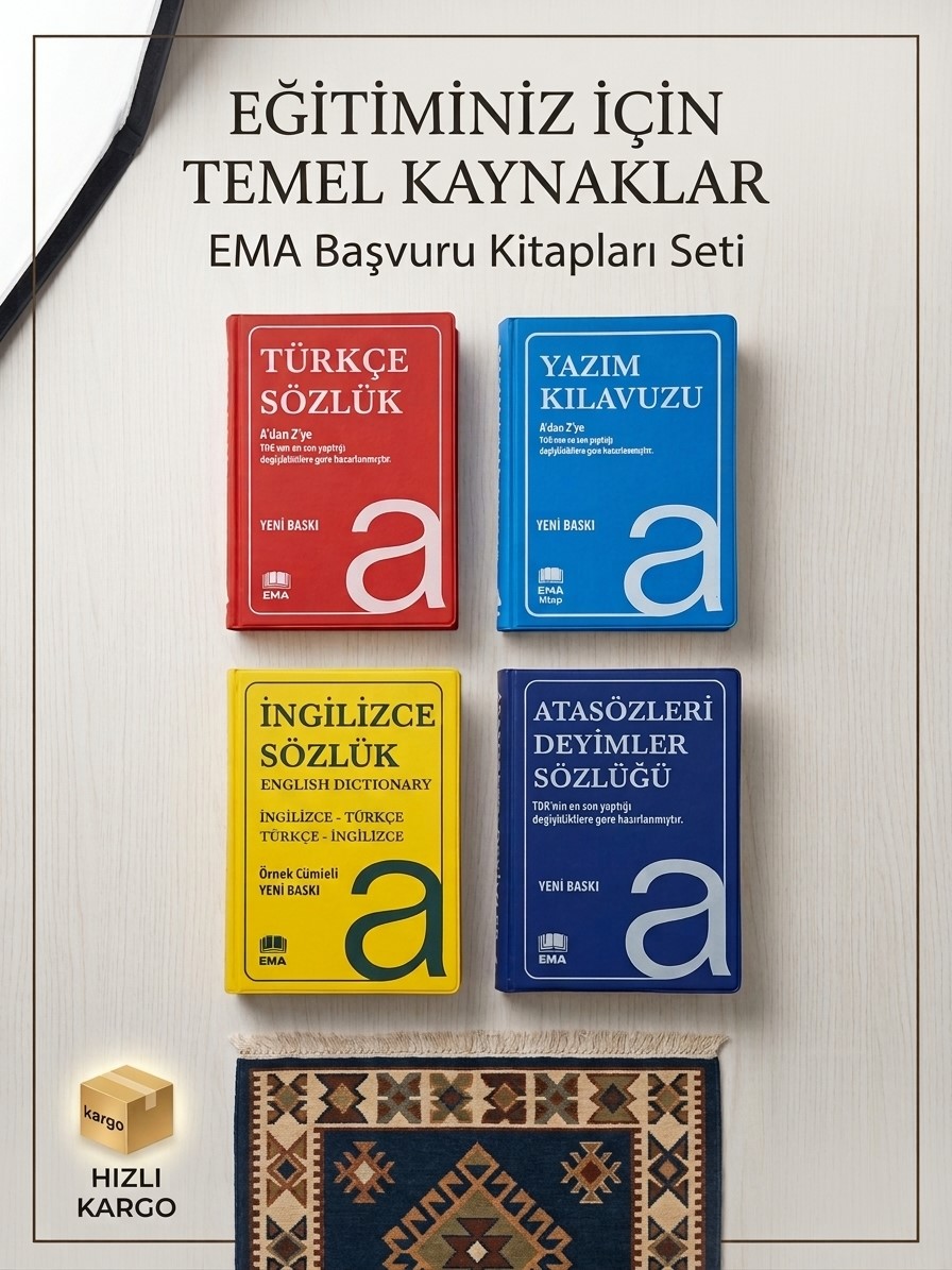 4'lü Başvuru Kitapları Seti (Türkçe Sözlük, Yazım Kılavuzu, İngilizce Sözlük, Atasözleri)