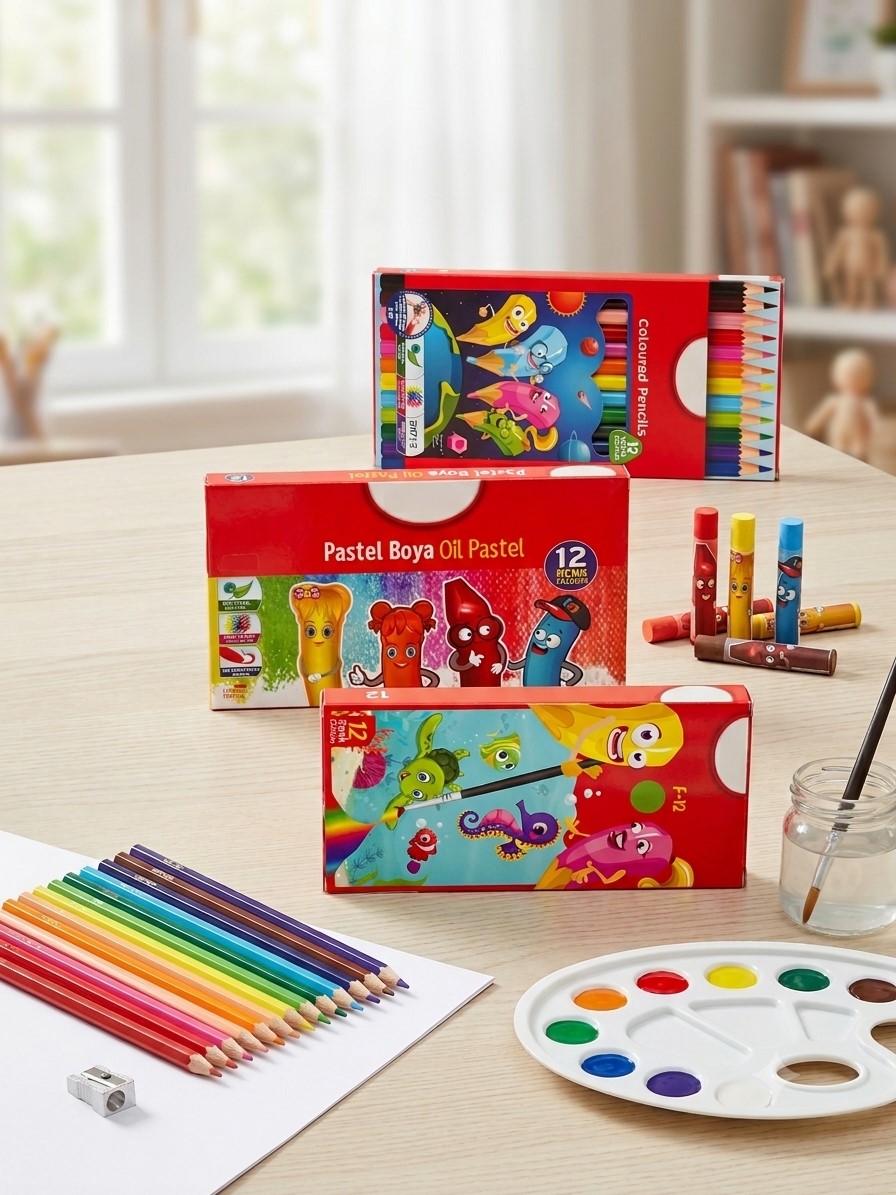 Boyama Set Kuru Boya Sulu Boya Pastel Boya 3 Set