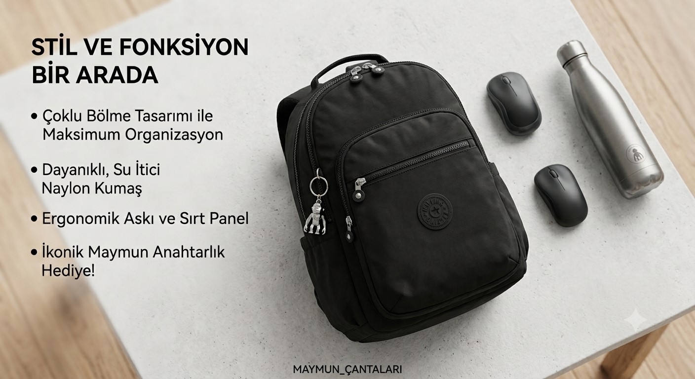 Siyah Su Geçirmez Krinkıl Kumaş Sırt Çantası