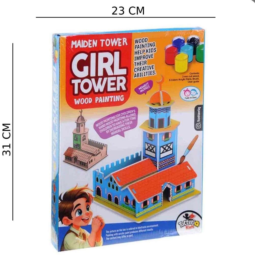   Kutulu Ahşap Kız Kulesi Boyama Seti